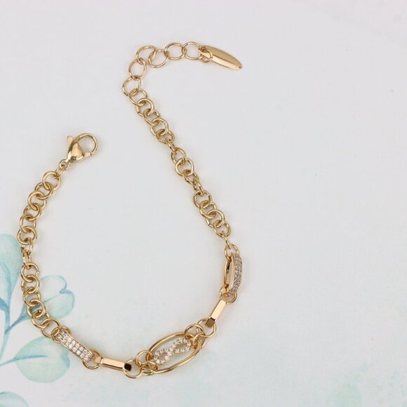 "Rose Gold Infinity Link Bracelet with Adjustable Chain, XPBL0930 - Picture 3 of 12